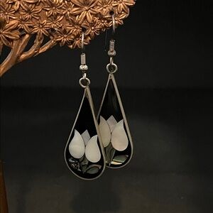 Vintage Alpaca Mexico Teardrop Earrings– Mid-Century Mexican Jewelry